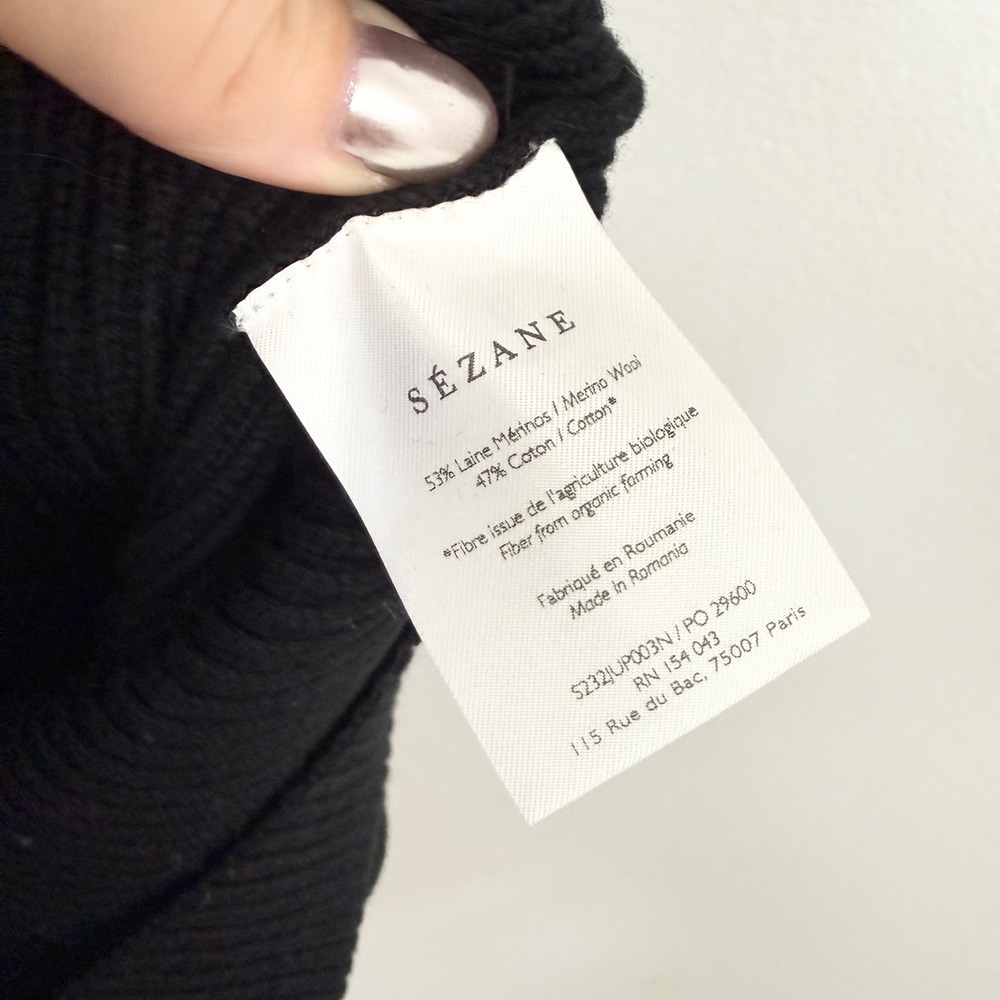 Sézane Naella Ribbed Merino Wool Blend Knit Mini Skirt Black Size Small - Picture 7 of 7